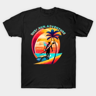 Surf Sun Adventure, Hello Summer Vintage Funny Surfer Riding Surf Surfing Lover Gifts T-Shirt